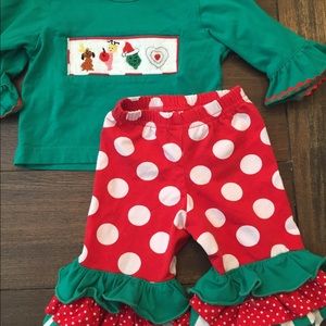 Grinch smocked shirt and pants set